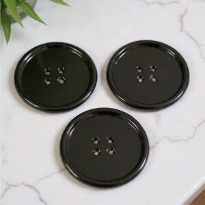 Coraline-Inspired Button Coaster Set - Set of 4 - Black